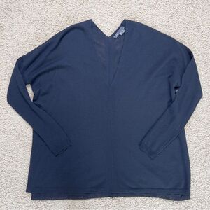 VINCE Wool Cashmere Blend Sweater V-neck Lightweight Dark Blue XSmall